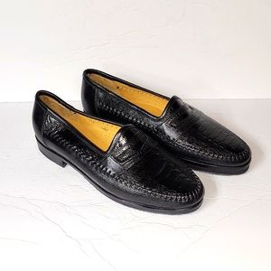 "ZELLI ITALIA" BLACK OSTRICH LEG LOAFERS SZ  9.5M